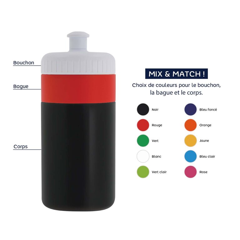 Gourde de sport personnalisée mix & match en PP avec bague 500 ml - Fit | pandacola - 1