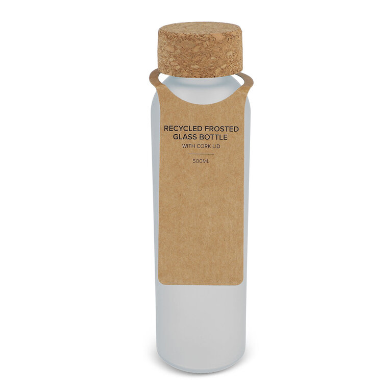 Gourde en verre personnalisée recyclé avec bouchon liège 500 ml - Terkol Liège Color | pandacola - 1