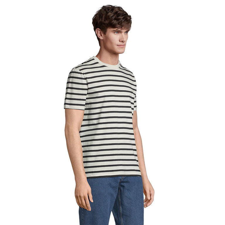 Tee-shirt publicitaire unisexe rayures en coton bio peigné 175 gr/m²- Legend | pandacola - 1