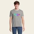 Tee-shirt publicitaire unisexe rayures en coton bio peigné 175 gr/m²- Legend | pandacola - thumb