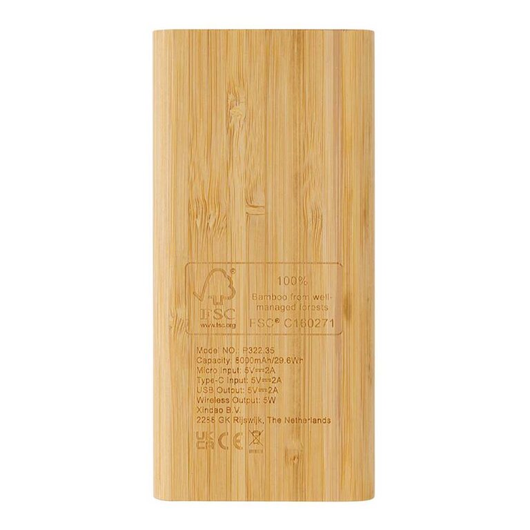 Batterie personnalisée en bambou à induction 8000 mAh - Bluva | pandacola - 2