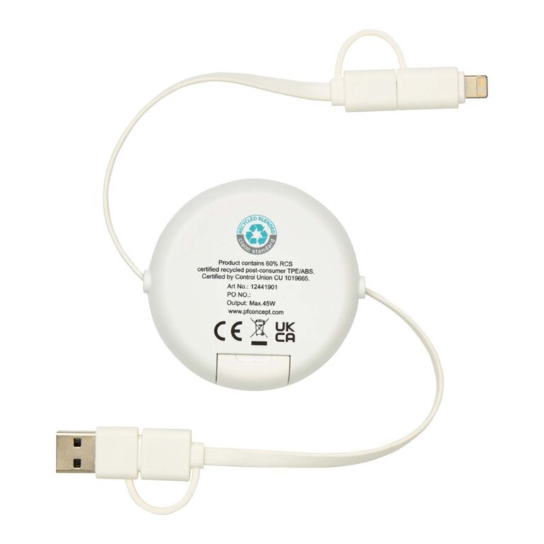 Câble de charge personnalisé 45W - Ontaria Enrouleur Bois | pandacola - 3