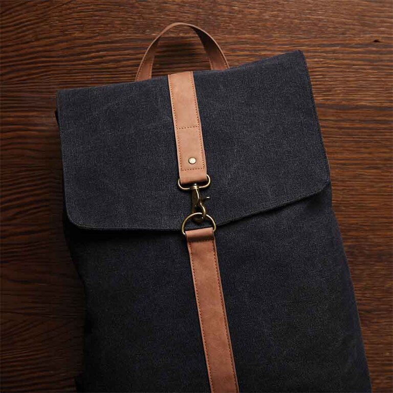 Sac à dos personnalisé en toile recyclée 500 gr/m² pour ordinateur 16" Vinga® - Yota | pandacola - 1