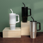 Mug isotherme personnalisable en acier recyclé avec paille 900 ml - Trendo | pandacola - thumb - 1