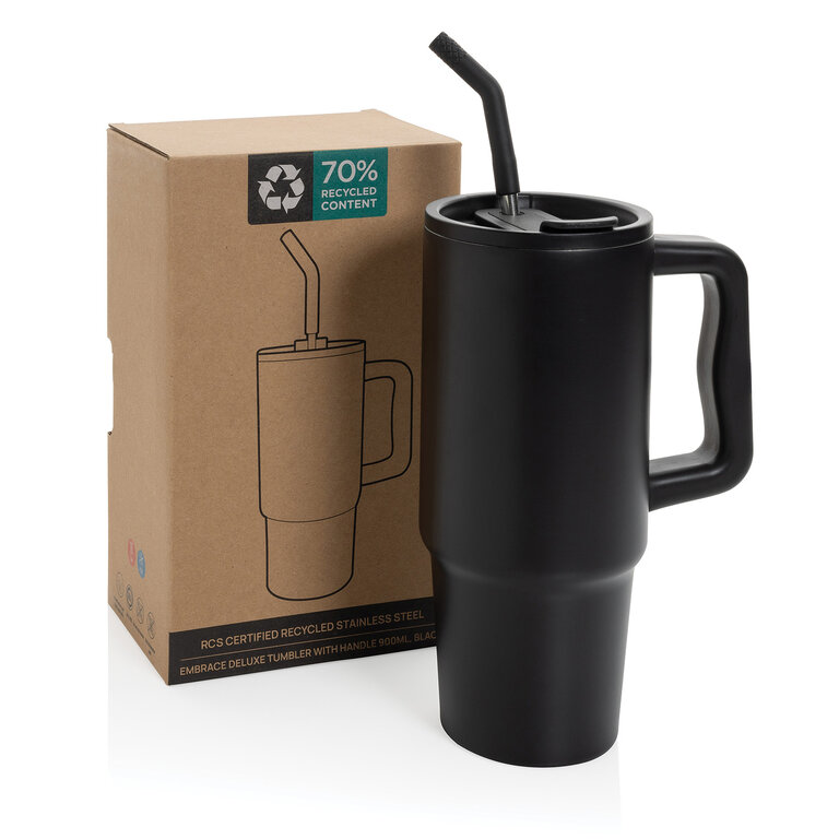 Mug isotherme personnalisable en acier recyclé avec paille 900 ml - Trendo | pandacola - 2