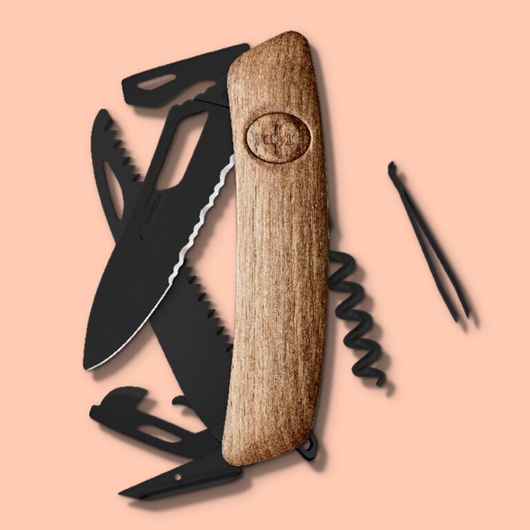 Couteau suisse 12 fonctions Allblack en bois| Swiza® - SH05 TR AB | pandacola - 3