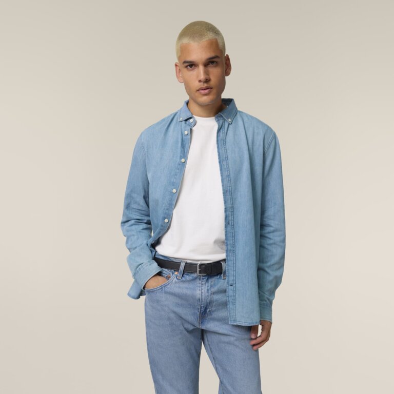 Chemise homme en jean personnalisé Businesswear - Stanley Denim Shirt | pandacola - 1