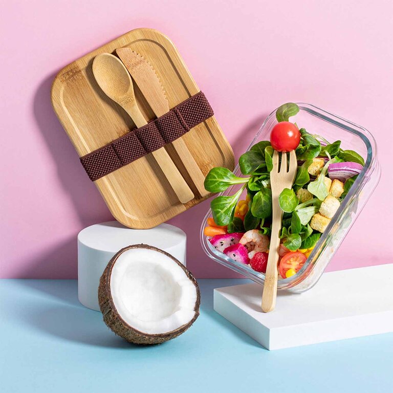 Lunch box personnalisée en verre et bambou 700 ml - Fusila | pandacola - 2