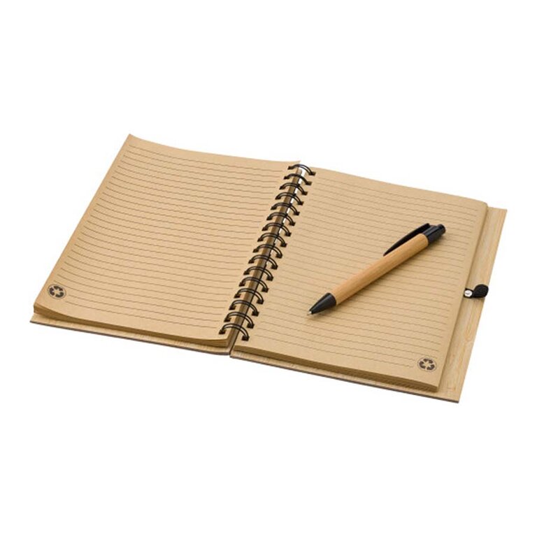 Carnet A5 personnalisé à spirales en bambou 140 pages lignées - Whimy | pandacola - 1