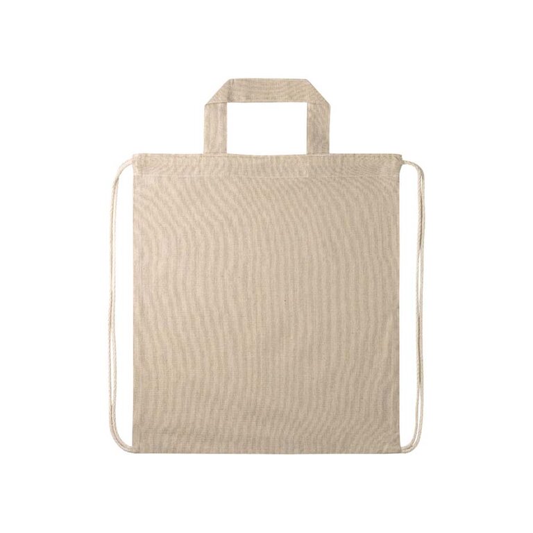 Sac à dos cordelettes personnalisable avec poignée en coton recyclé 210 gr/m² - Ipori | pandacola - 1