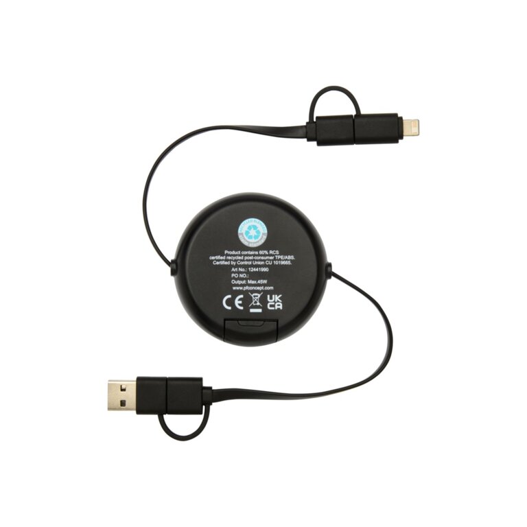 Câble de charge personnalisé 45W - Ontaria Enrouleur Bois | pandacola - 6