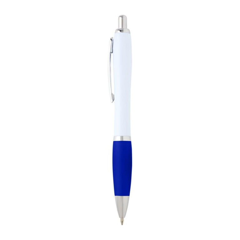 Stylo bille publicitaire corps blanc et grip couleur ABS recyclé - Nash White Recyclé | pandacola - 2