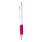 Stylo bille publicitaire corps blanc et grip couleur ABS recyclé - Nash White Recyclé | pandacola - thumb
