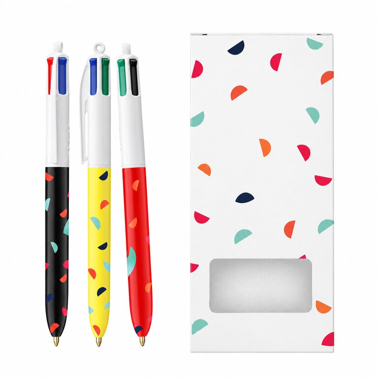 Pack personnalisé 3 stylos 4 couleurs BIC® - Stylbox | pandacola