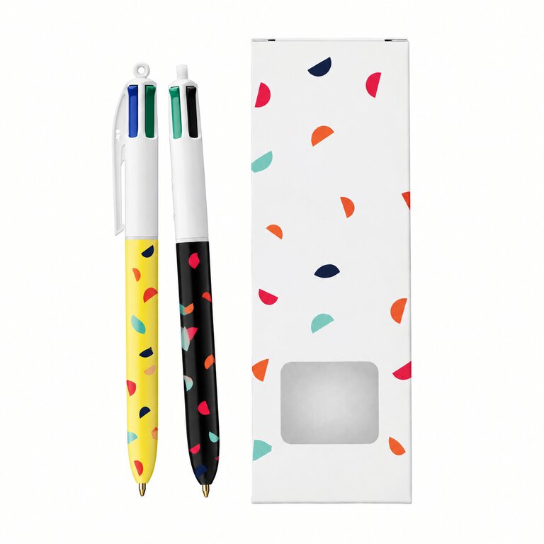 Pack 2 stylos 4 couleurs personnalisé BIC® - Stylbox | pandacola