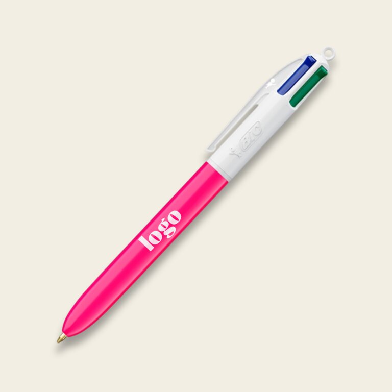 Stylo bille 4 couleurs publicitaire rose BIC® - 4 Couleurs Octobre Rose | pandacola