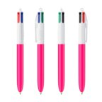 Stylo bille 4 couleurs publicitaire rose BIC® - 4 Couleurs Octobre Rose | pandacola - thumb - 1