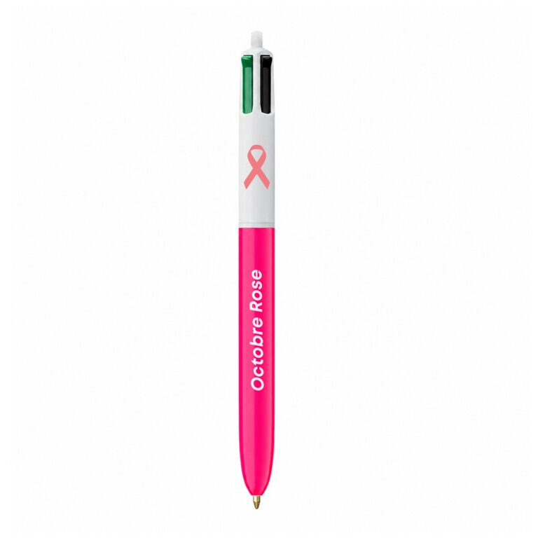 Stylo bille 4 couleurs publicitaire rose BIC® - 4 Couleurs Octobre Rose | pandacola - 3